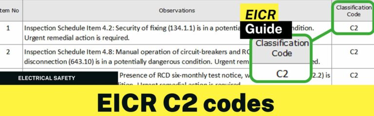 C2 codes displayed on an Electrical Installation Condition Report (EICR).