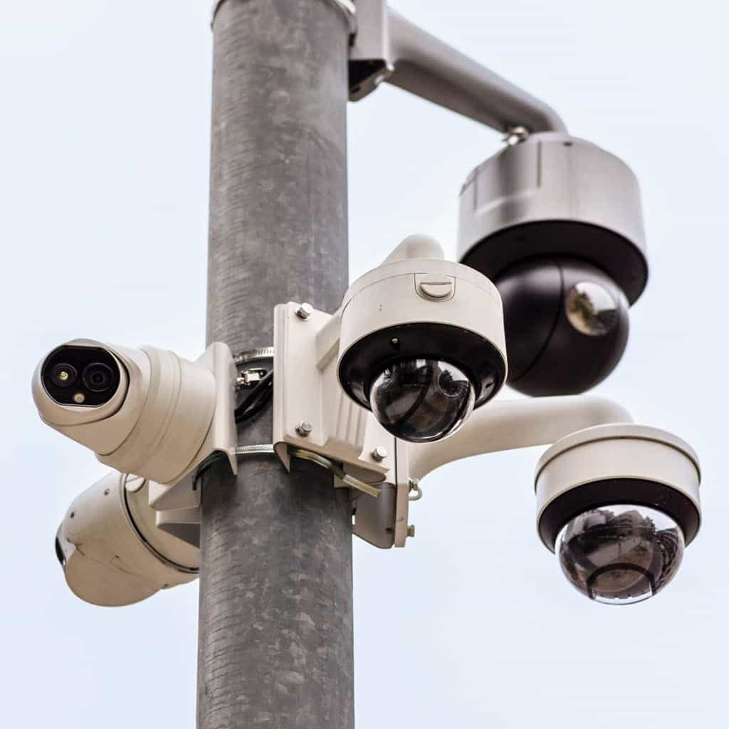 Commercial CCTV installation on a lamp post in Edinburgh.