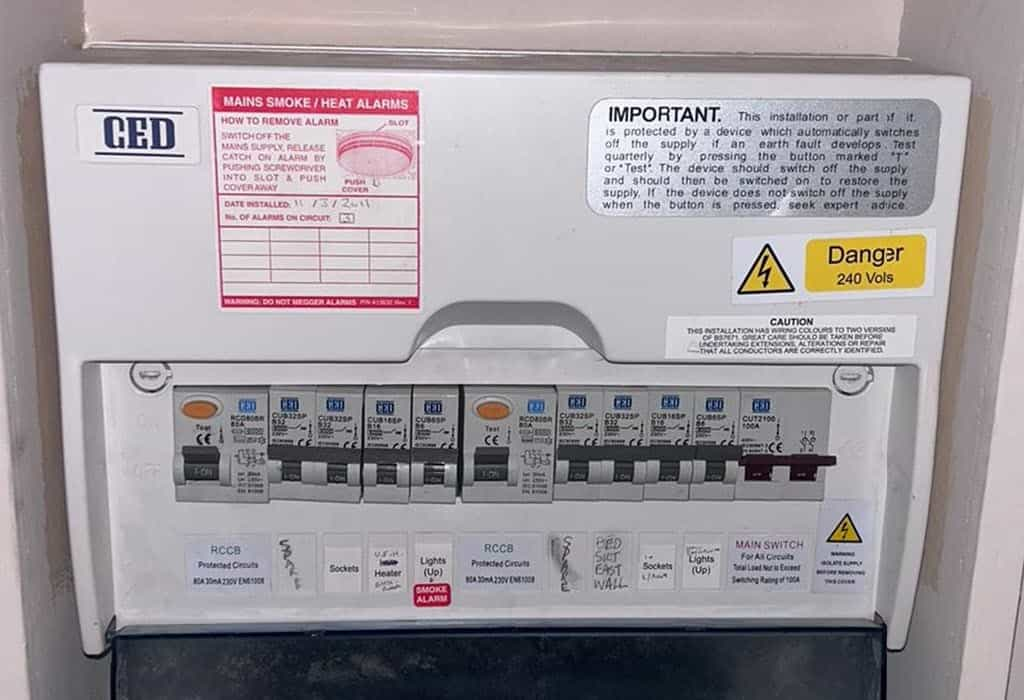 Plastic consumer unit identified during an EICR.