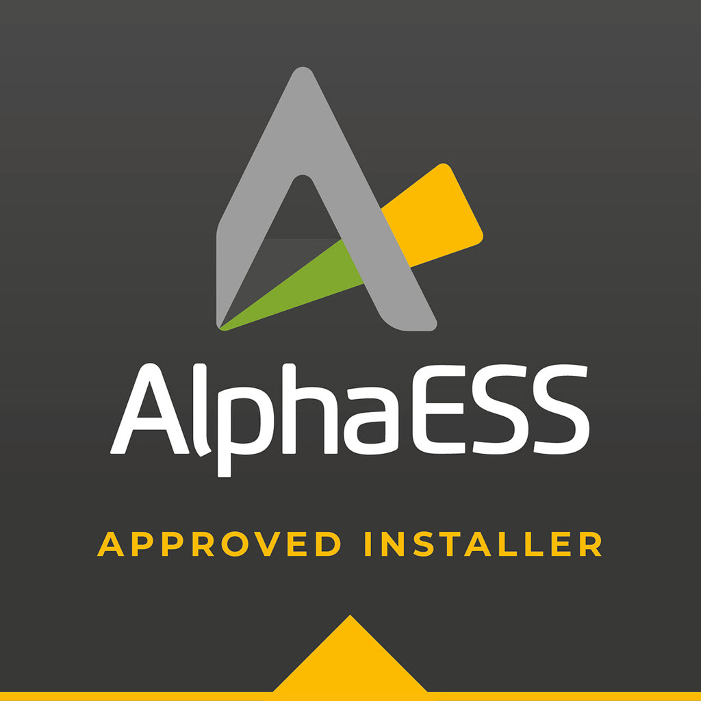 Alpha ESS approved installer logo for battery storage systems.