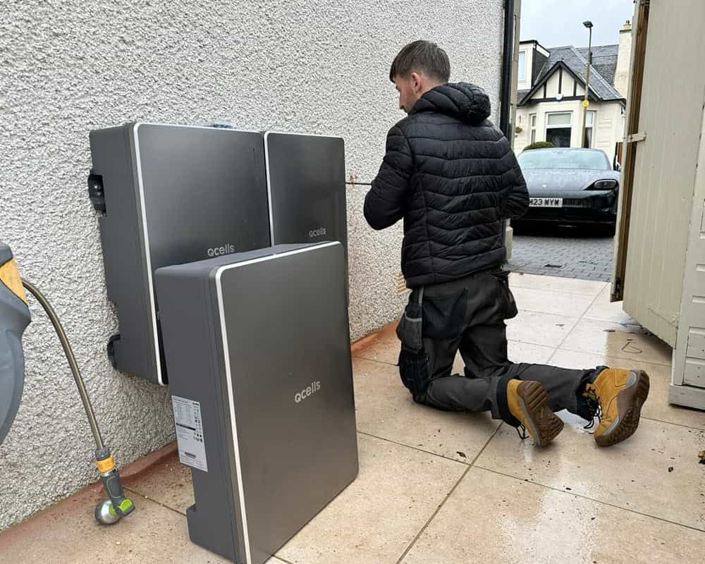 Electrician from Ideal fitting the Q Cell battery storage units and inverter.