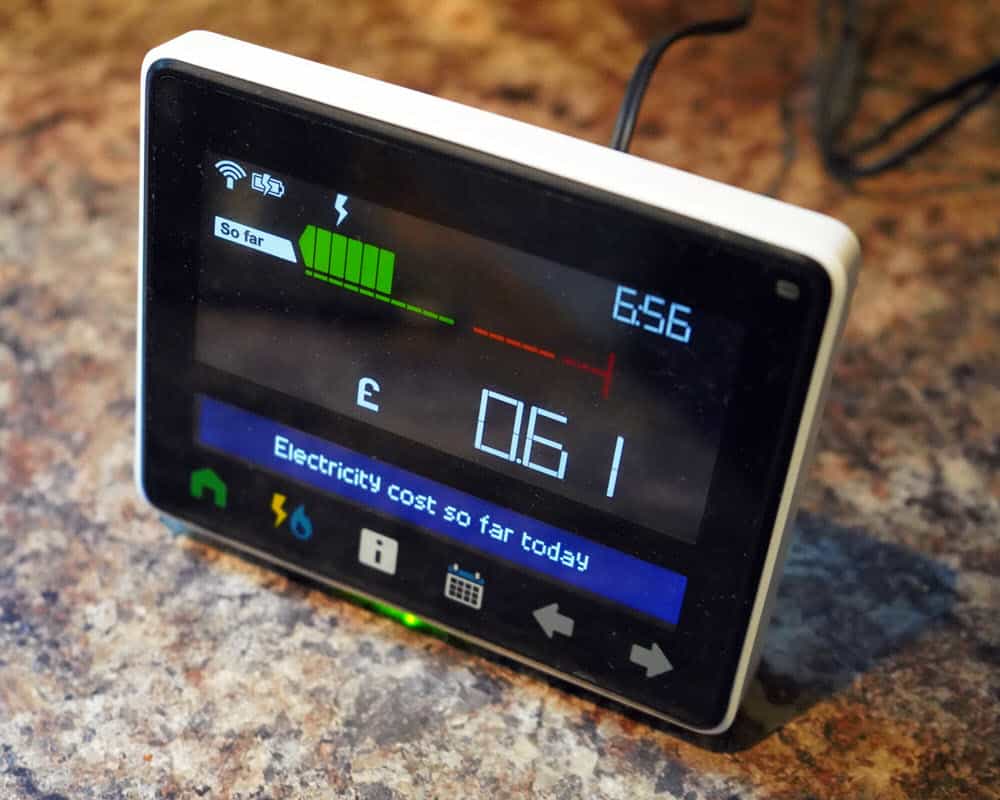 Smart meter displaying reduced energy costs.