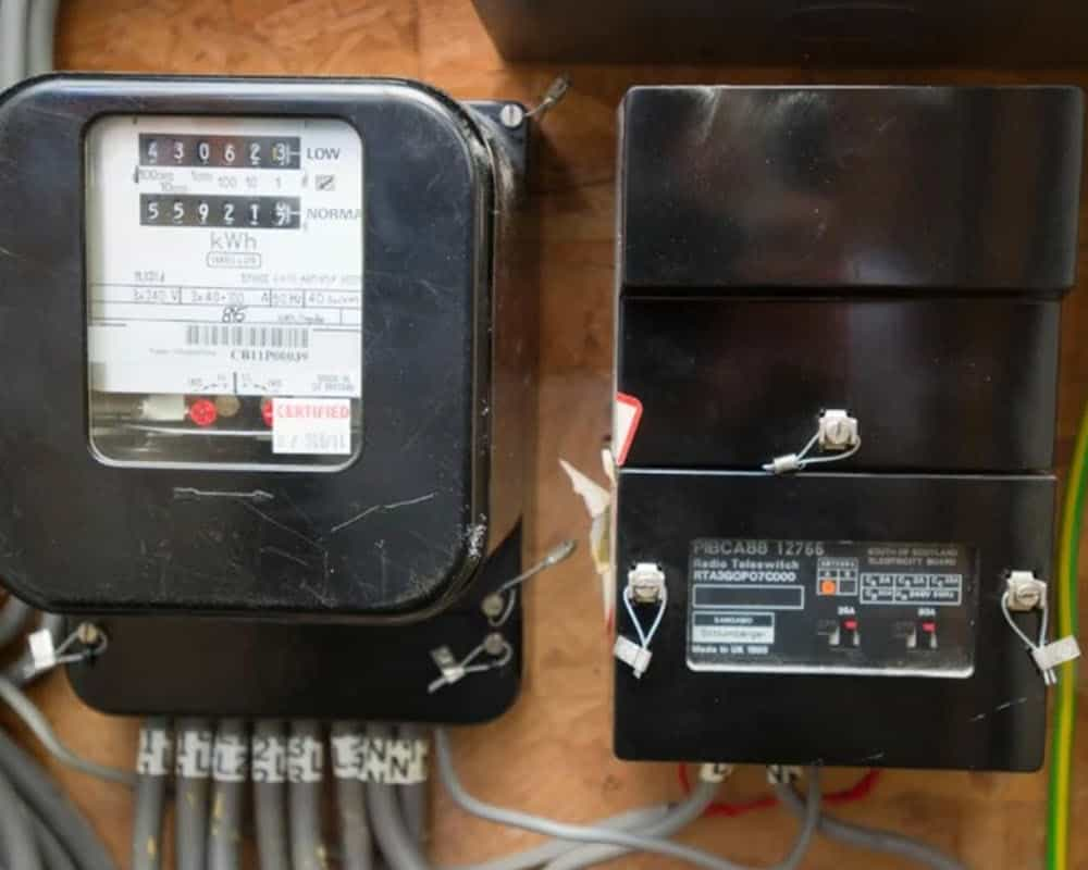 Separate switch box with RTS label next to main electric meter.